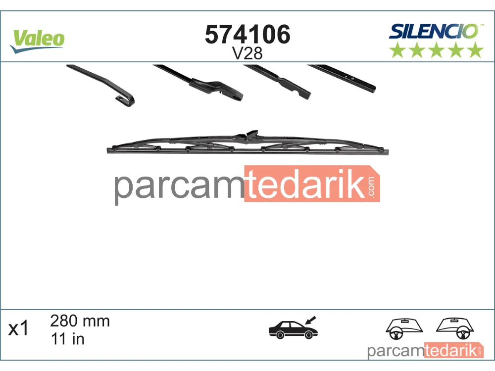 Silecek Süpürgesi Arka (280 mm) — VW Kaefer, VW Polo II, Ford Focus II - 574106